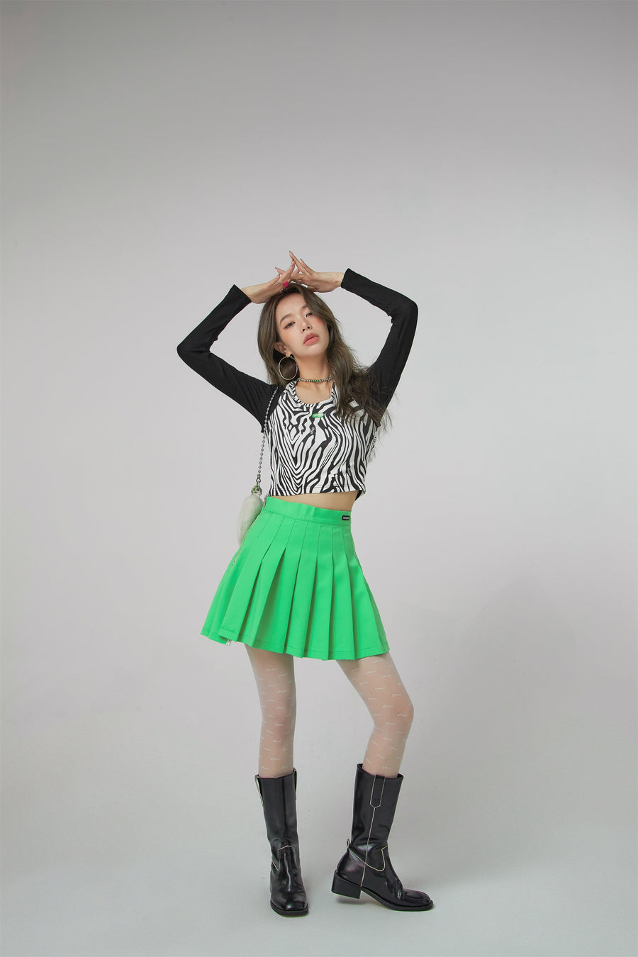 CHUU Bright Green Mini Tennis Skirt