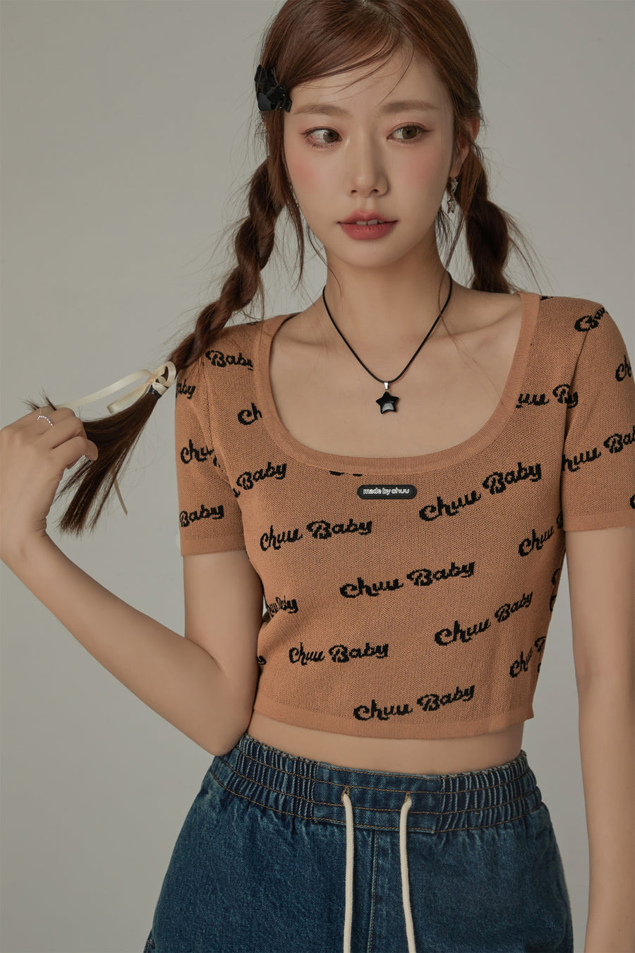 CHUU Chuu Baby Cropped Knit Top