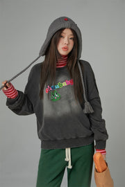 We Are In The Present Frog Logo Loose Fit Sweatshirt