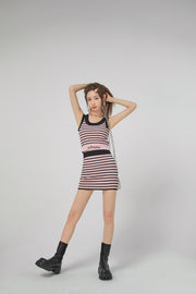 Striped Stretchy Knit Mini Skirt