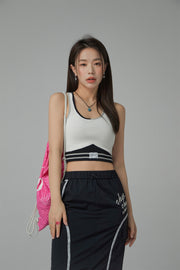 Color Contrast Sleeveless Crop Top