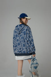 Paisley Squares Pocket Hoodie Sweatshirt