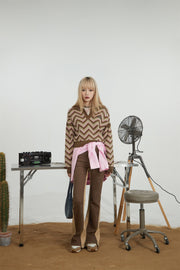 Zig Zag Colored Stripe Knit Sweater