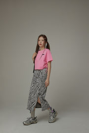 Side String Chuu Printed Design Cropped T-Shirt