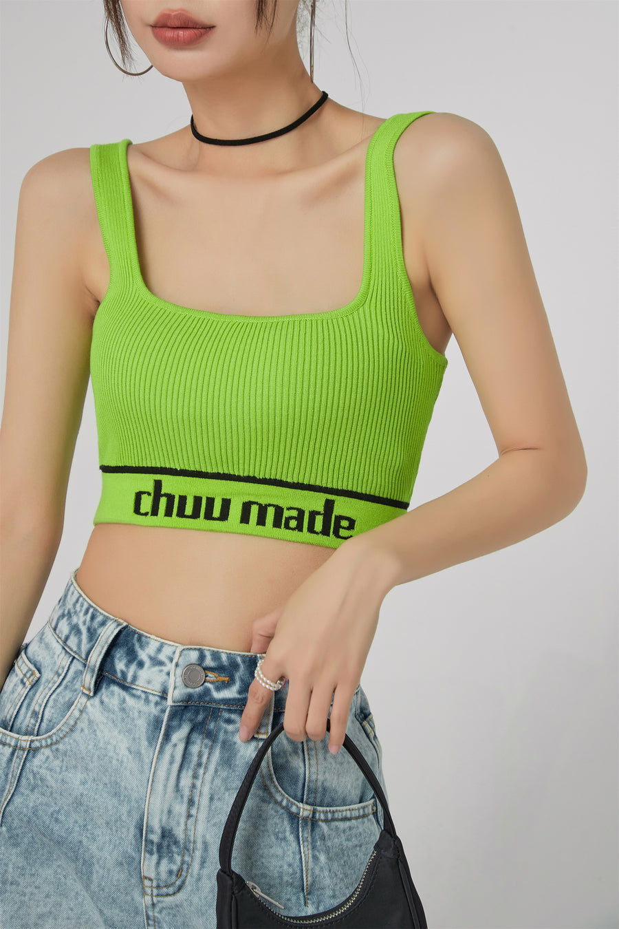 CHUU Chuu Made Ribbed Crop Sleeveless Top