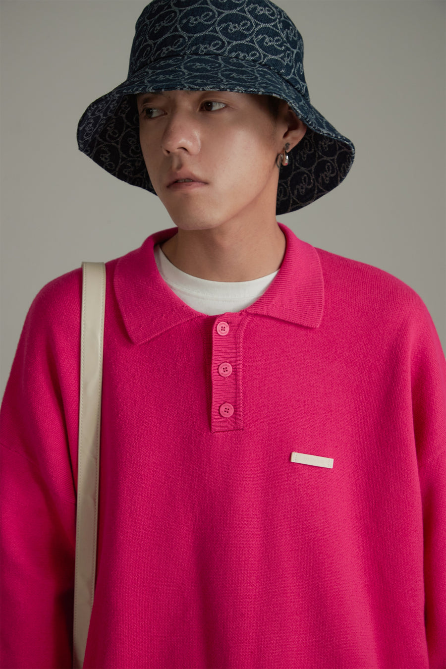 CHUU Polo Collar Long Sleeve Knit Sweater