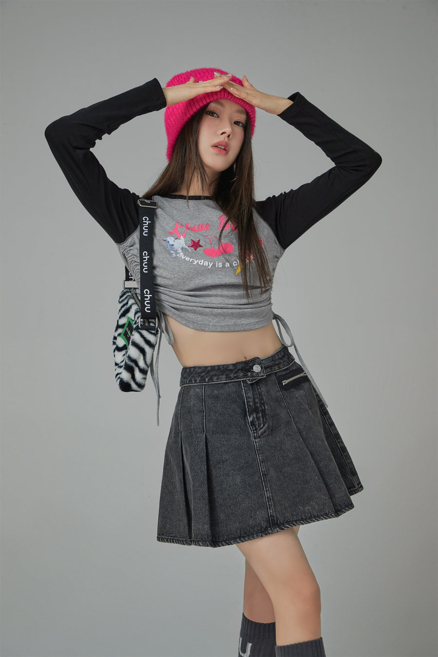 CHUU Dessert Colored Raglan String T-Shirt