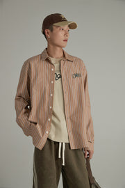 Star Logo Vertical Stripe Loose Fit Shirt