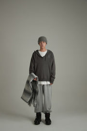 Simple V-Neck Loose Fit Hoodie