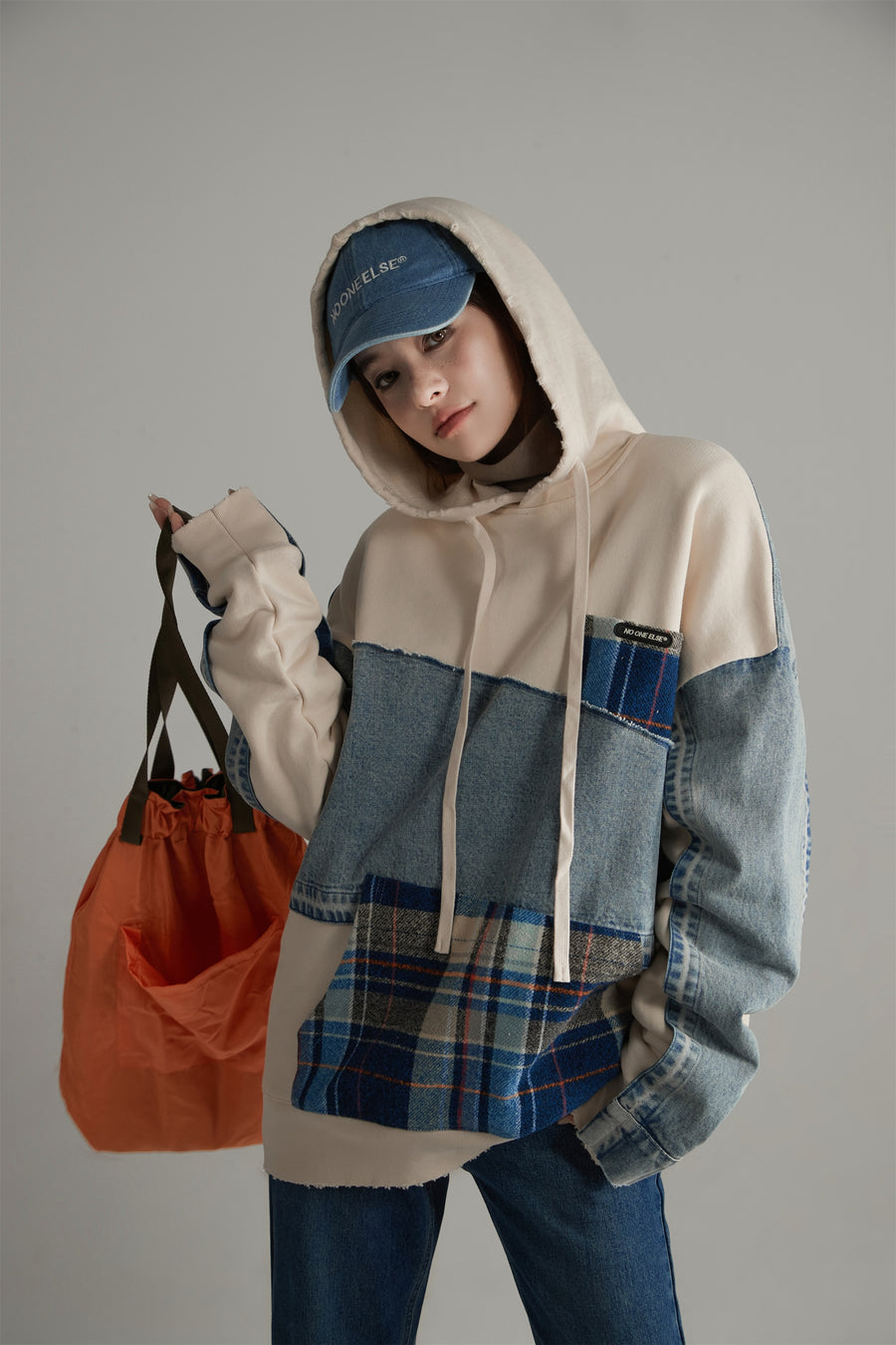 CHUU Denim Loose-Fit Hoodie