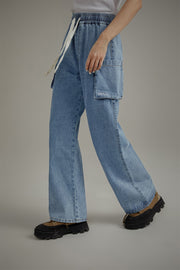 Cotton Pocket String Denim Jeans