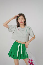 Stitches Lines Loosefit Crop Top