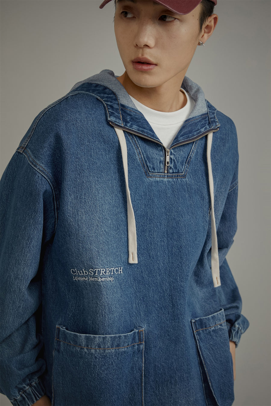 CHUU Club Stretch Denim Pocket Anorak Jacket