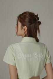 Unbalanced Chuu Baby Cropped Shirt