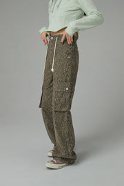 Leopard Pocket Denim Long Pants