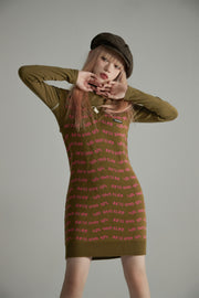 Noe Lettering V-Neck Dress