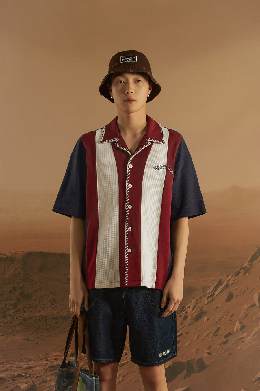 CHUU Verical Wide Straps Stitch Shirt