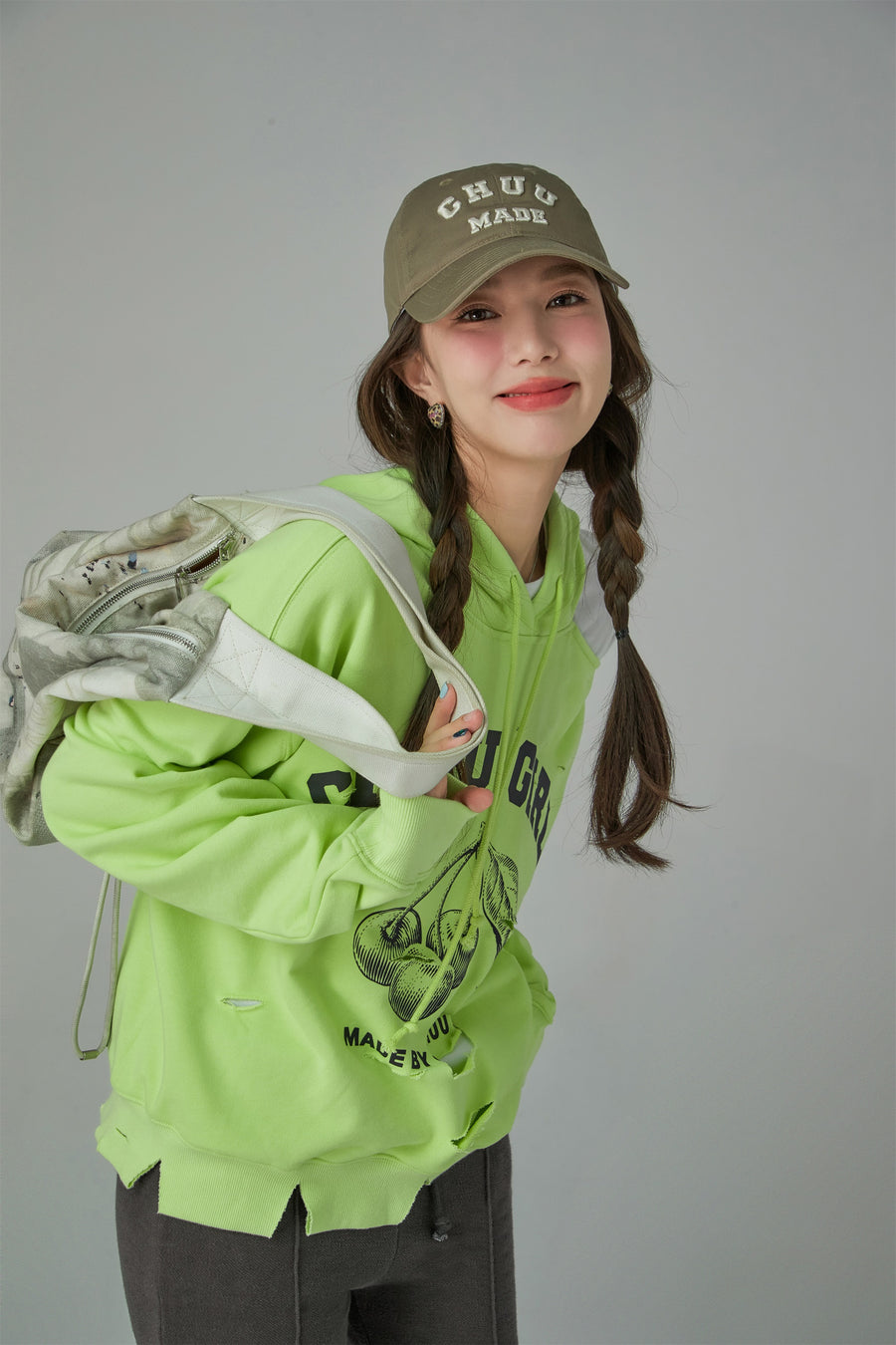 CHUU Chuu Girl Unbalanced Cutout Shoulder Hoodie