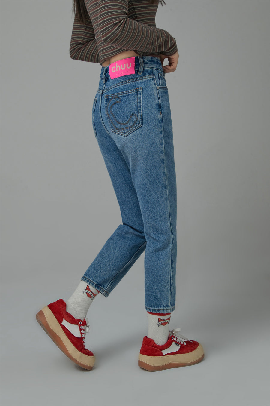 CHUU Can We Fall High-Waist Straight Jeans