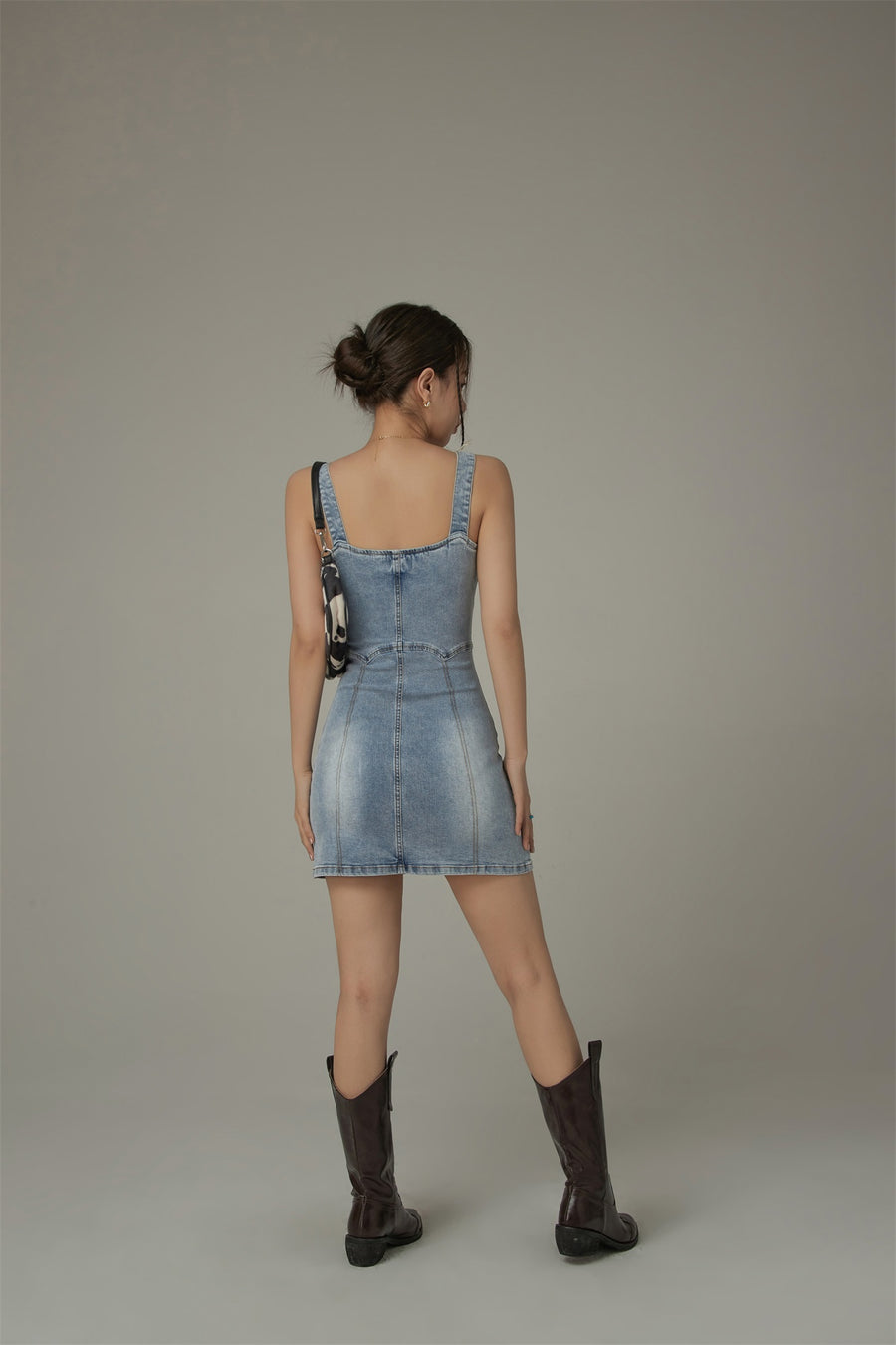 CHUU Denim Bustier Belt Mini Dress