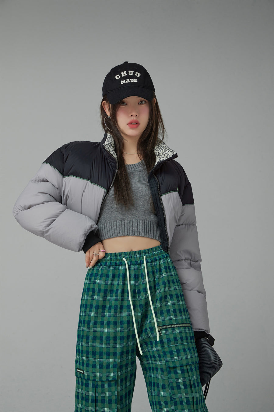 CHUU Pop Of Color Crop Padded Jacket