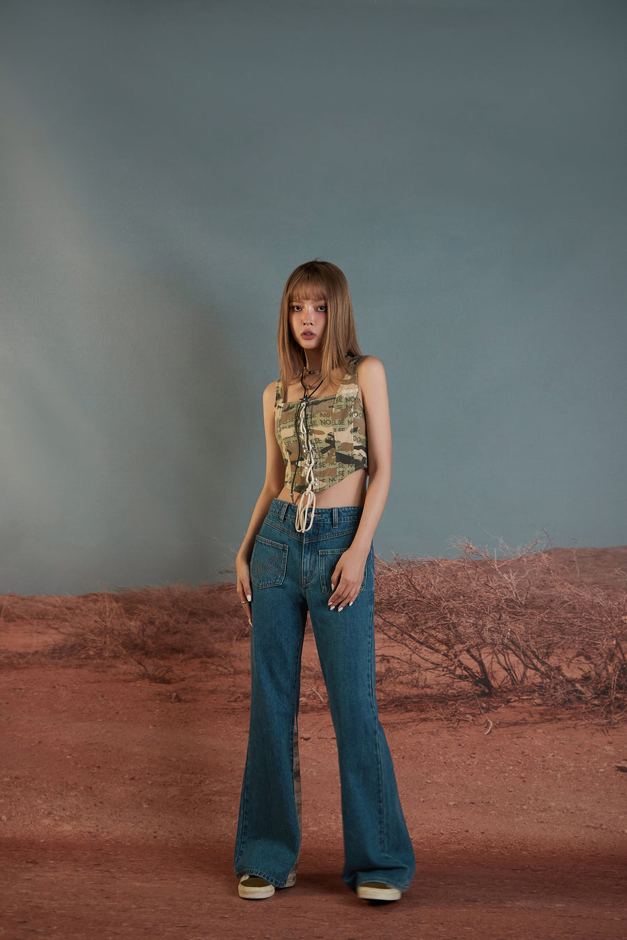 CHUU The Camo Corset Top