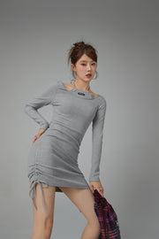 Halter Long Sleeve String Dress