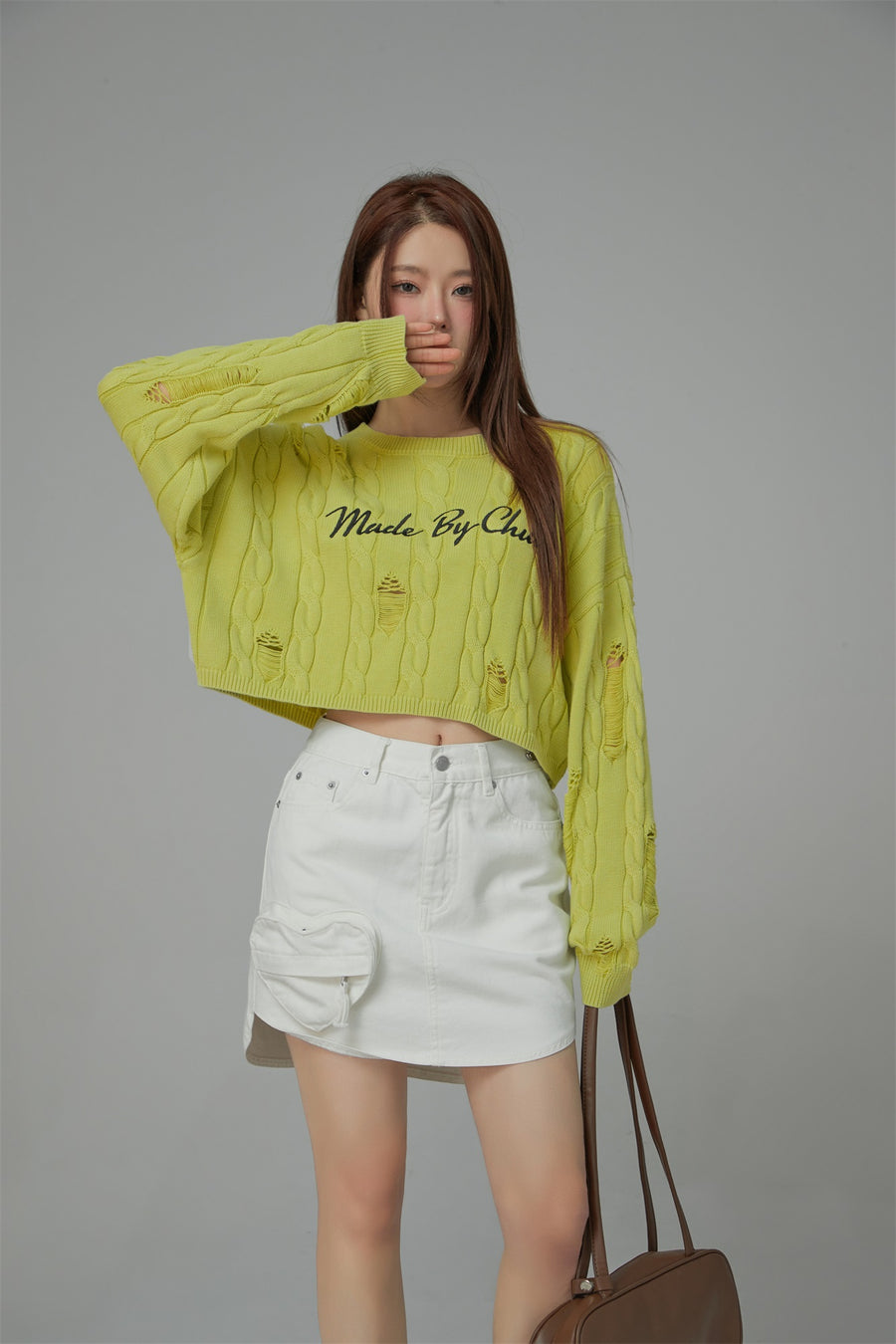 CHUU Made By Chuu Damaged Cable Knit Sweater