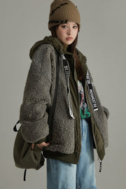 Fleece Loose Fit Hoodie Jacket