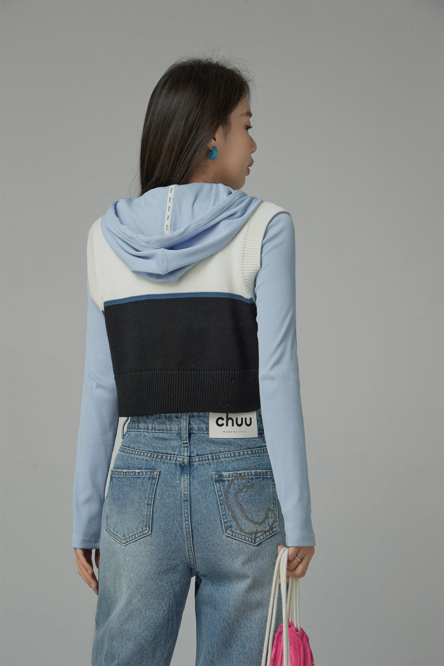 CHUU V-Neck Color Matching Knit Vest