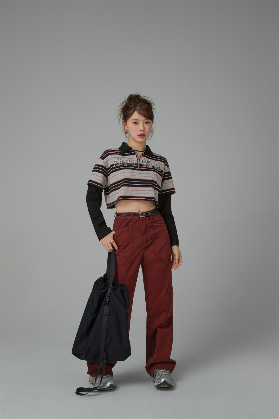 CHUU Only Upwards Color Stripe Crop T-Shirt