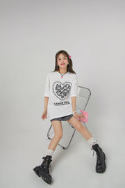 Kiss Me Check Heart Loosefit T-Shirt