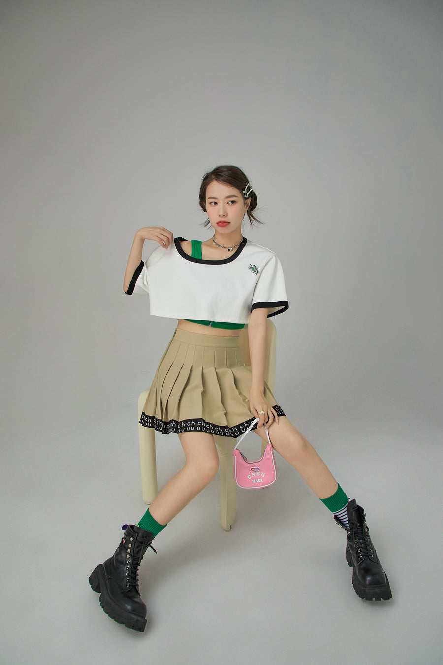 CHUU Hem Band Mini Tennis Pleated Skirt