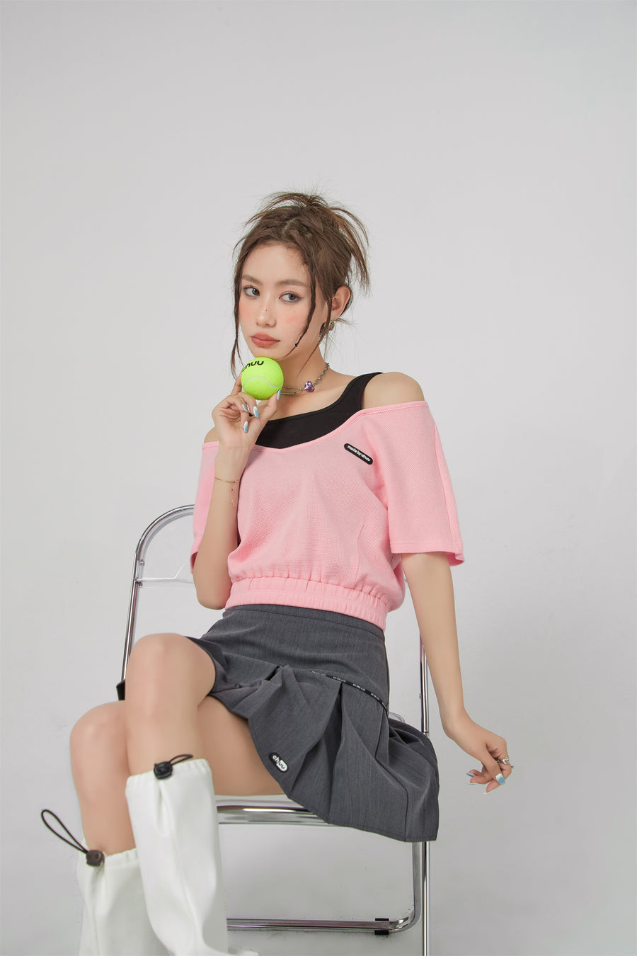 CHUU Two-Layer Crop Sport Top