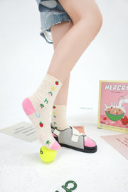 Lovely Fruit And Frog Ankle Socks