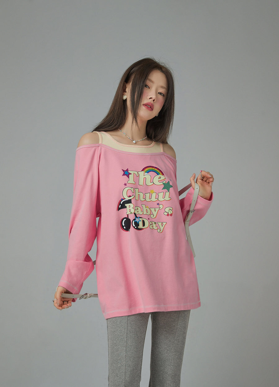 CHUU Baby'S Day Off-Shoulders T-Shirt