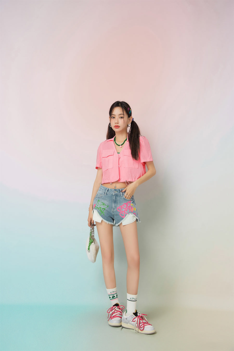 CHUU Time To Face Reality Denim Shorts