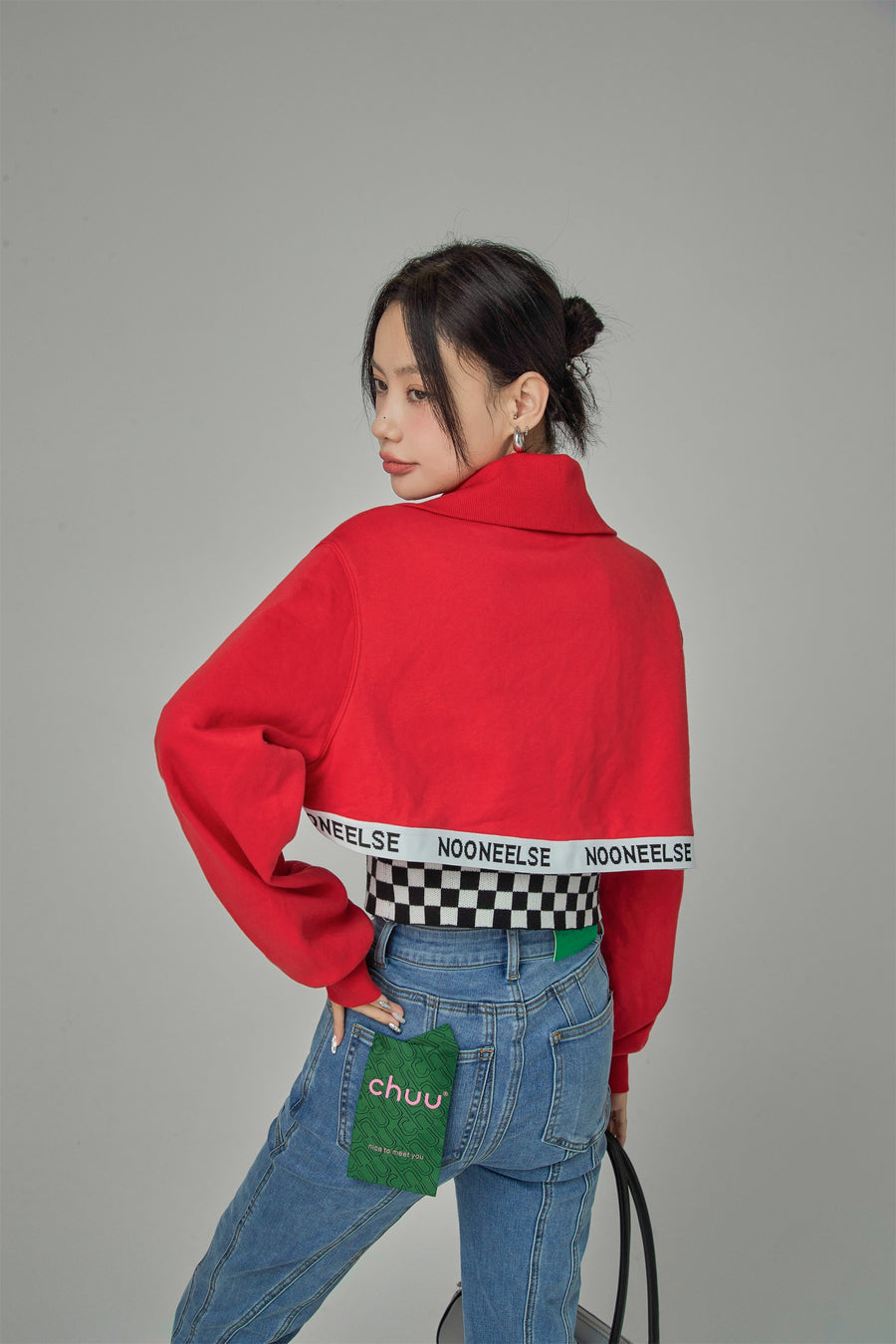 CHUU Paradise Where We Are Living Maxi Cropped Sweatshirt