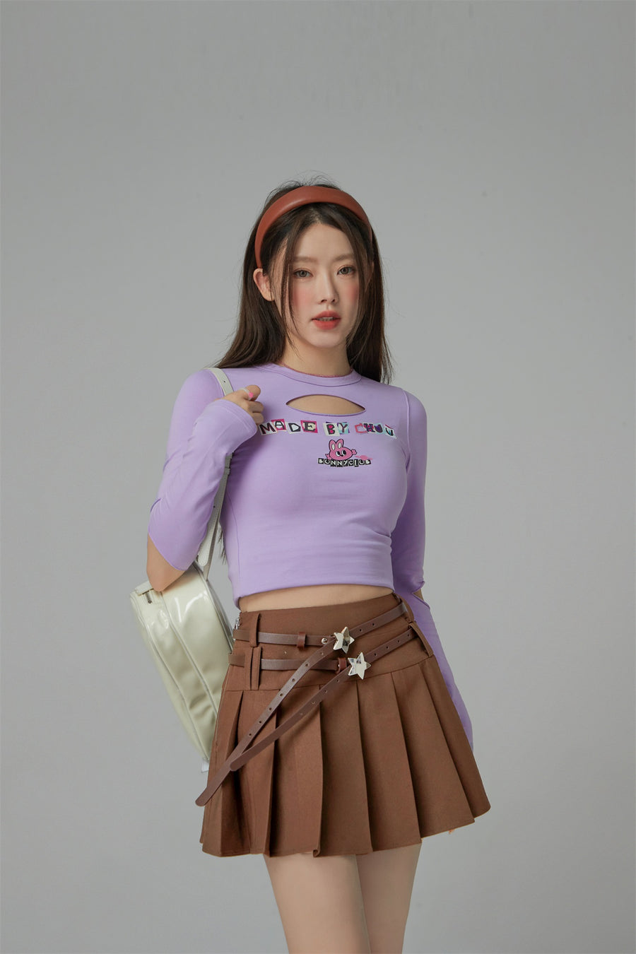 CHUU Bunny Club Elbow Chest Cutout Long-Sleeves Top