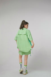 Gingham Check Maxi Collar Shirt