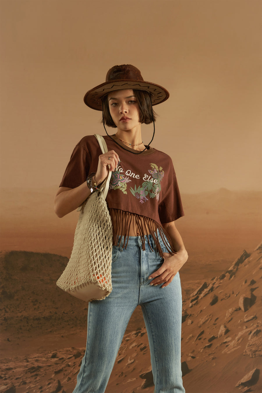 CHUU Fringe Butterfly Embroidered T-Shirt