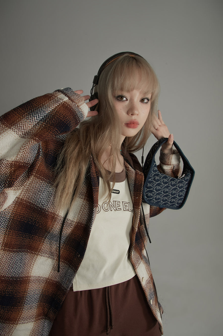 CHUU Scottish Check Hooded Shirt