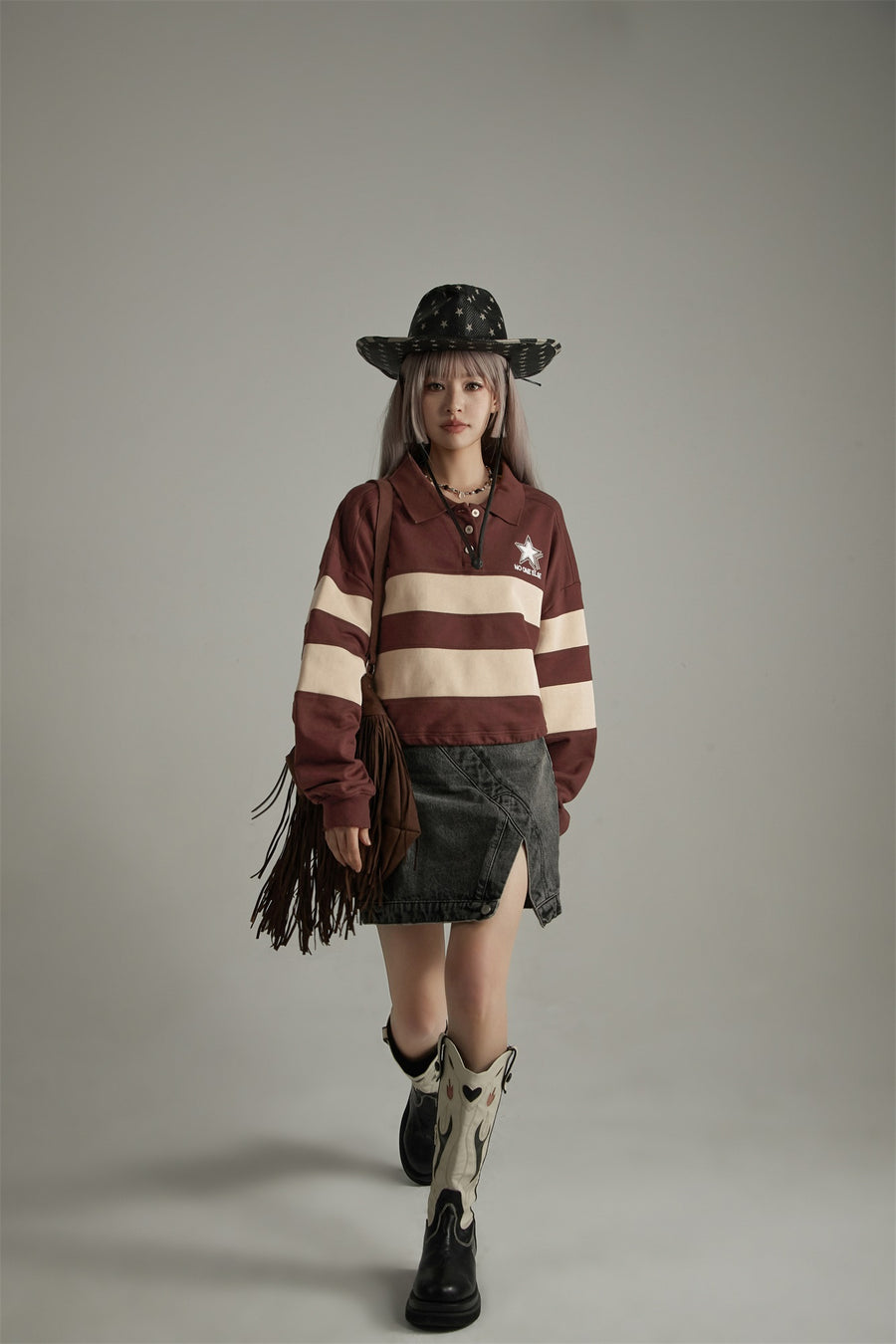 CHUU Polo Neck Vintage Sweatshirt