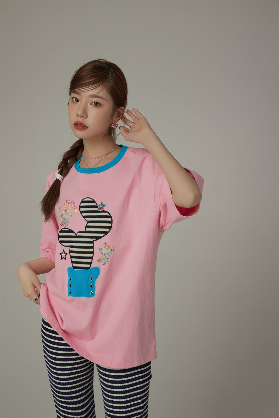 CHUU Lined Catcus Color Loose Fit T-Shirt