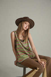 Rainbow Stripe Sleeveless T-Shirt