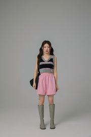 Truly Connect Striped V-Neck Furry Vest