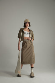 Banded Vintage Slit Long Skirt