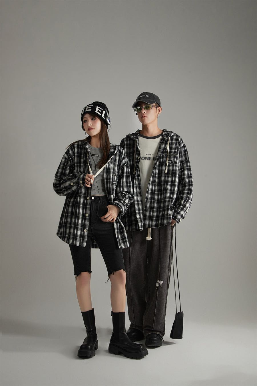 CHUU Classic Check Hoodie Shirt