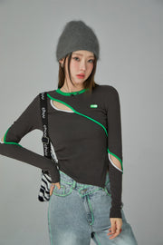 Asymmetrical Slit Slim T-Shirt