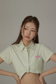 Unbalanced Chuu Baby Cropped Shirt